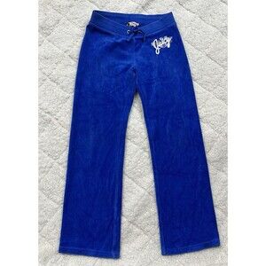 Juicy Couture kids youth size 10 royal blue velours straight girl pants